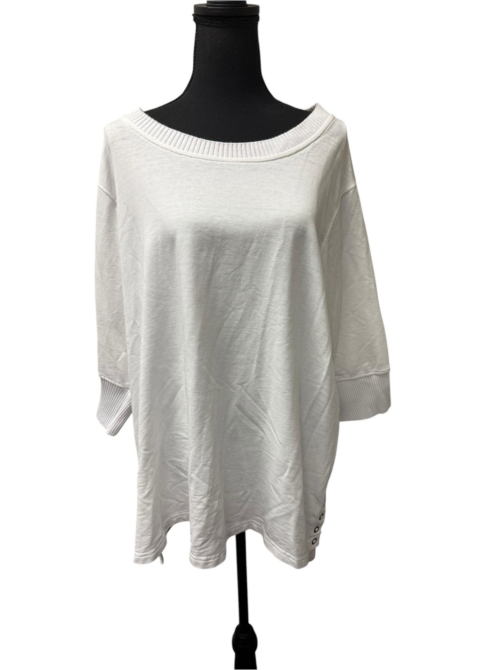NWT Jane + Delancey White Oversized Sweatshirt Tunic Top 1X Casual Chic